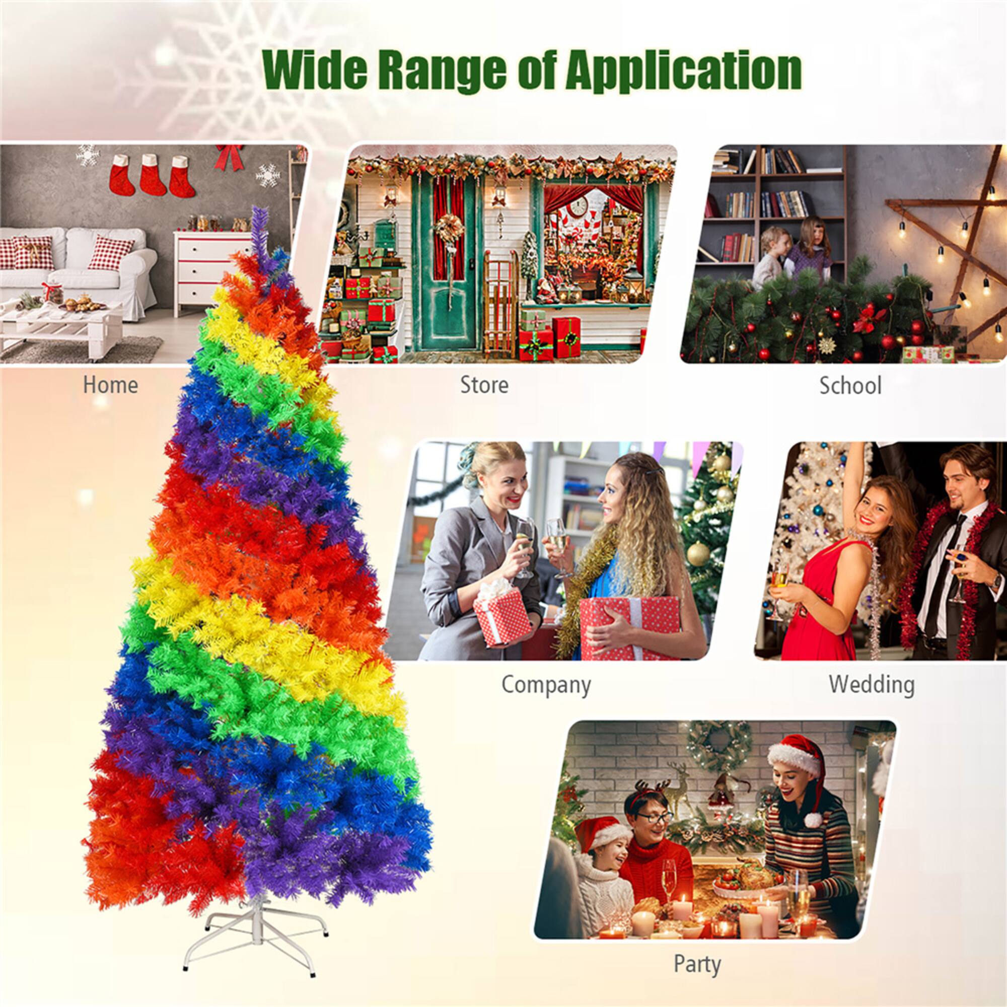 Costway 7ft. Unlit Rainbow Full Fir Artificial Christmas Tree